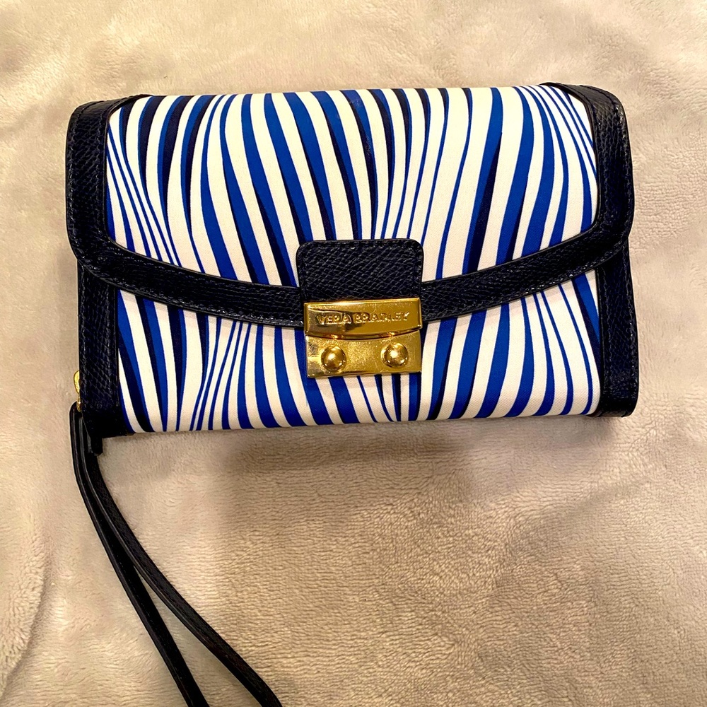 New (never used) Vera Bradley wallet/wristlet. Fun, blue zebra stripe pattern.